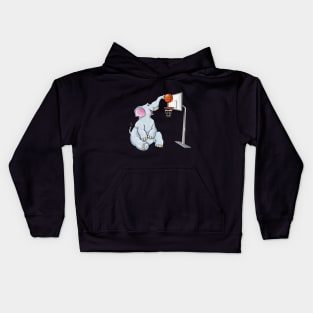 Funny elephant is playing basketball Kids Hoodie